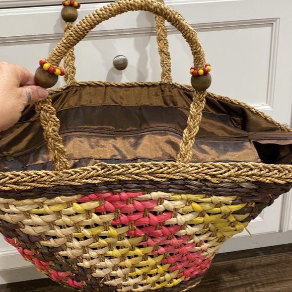 Large Sun N Sand Straw Bag Tote - Picture 3 of 12